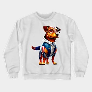 Defender of Freedom: Dachshund as the USA's Patriotic Superhero Crewneck Sweatshirt